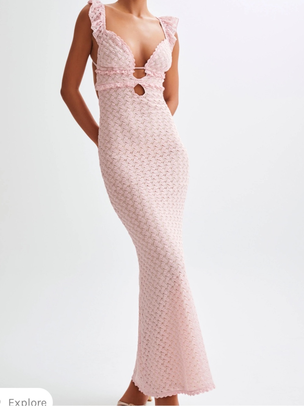 Meshki Blush Pink Crochet Maxi Dress